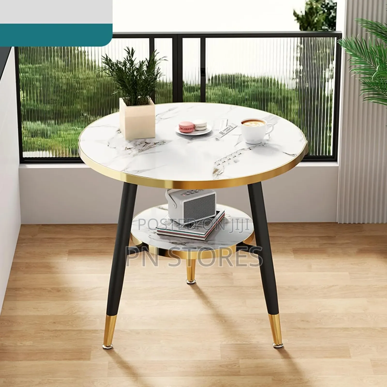 Double-Layer Round Coffee Table, Living Room Dining Table