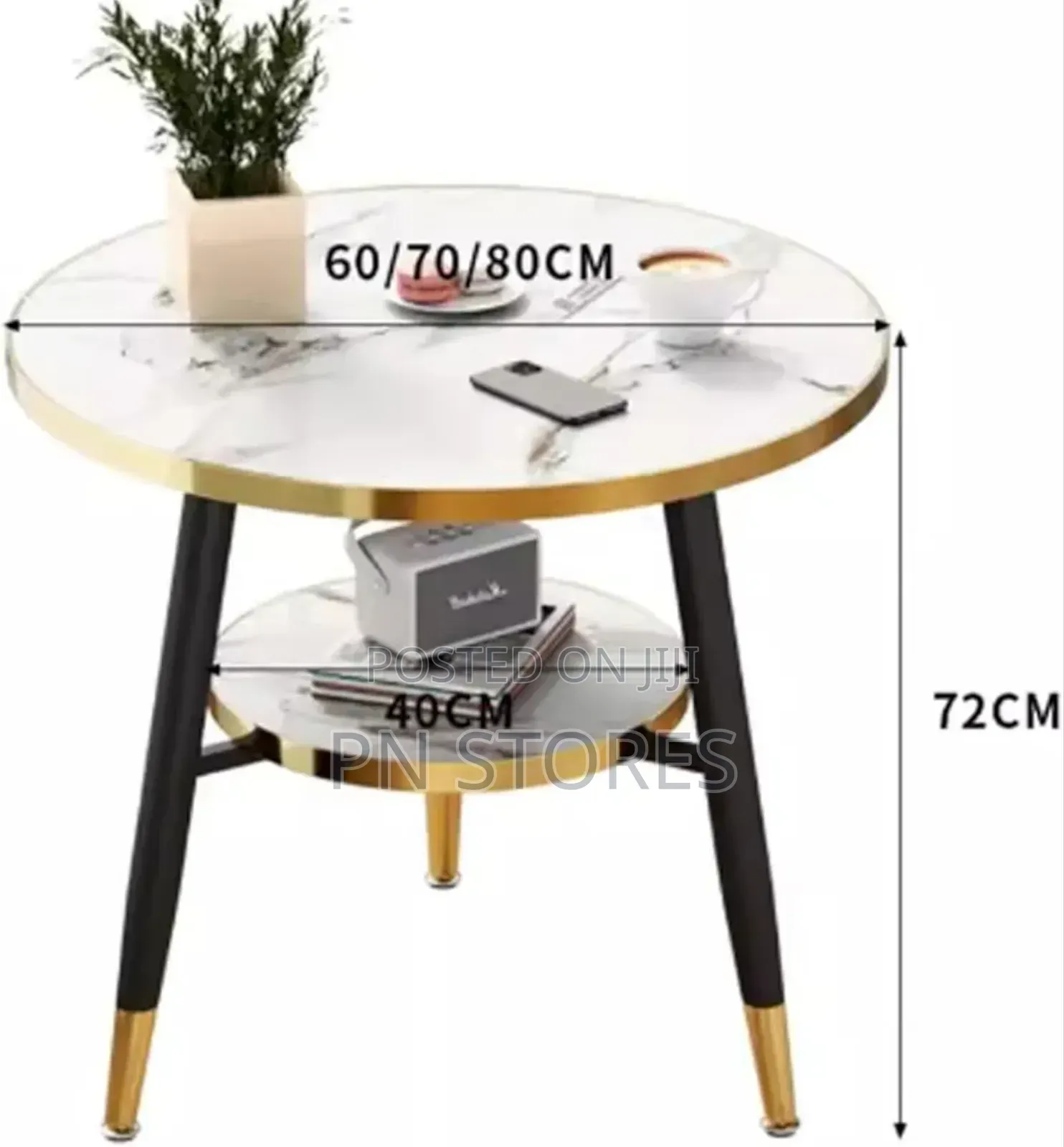 Double-Layer Round Coffee Table, Living Room Dining Table