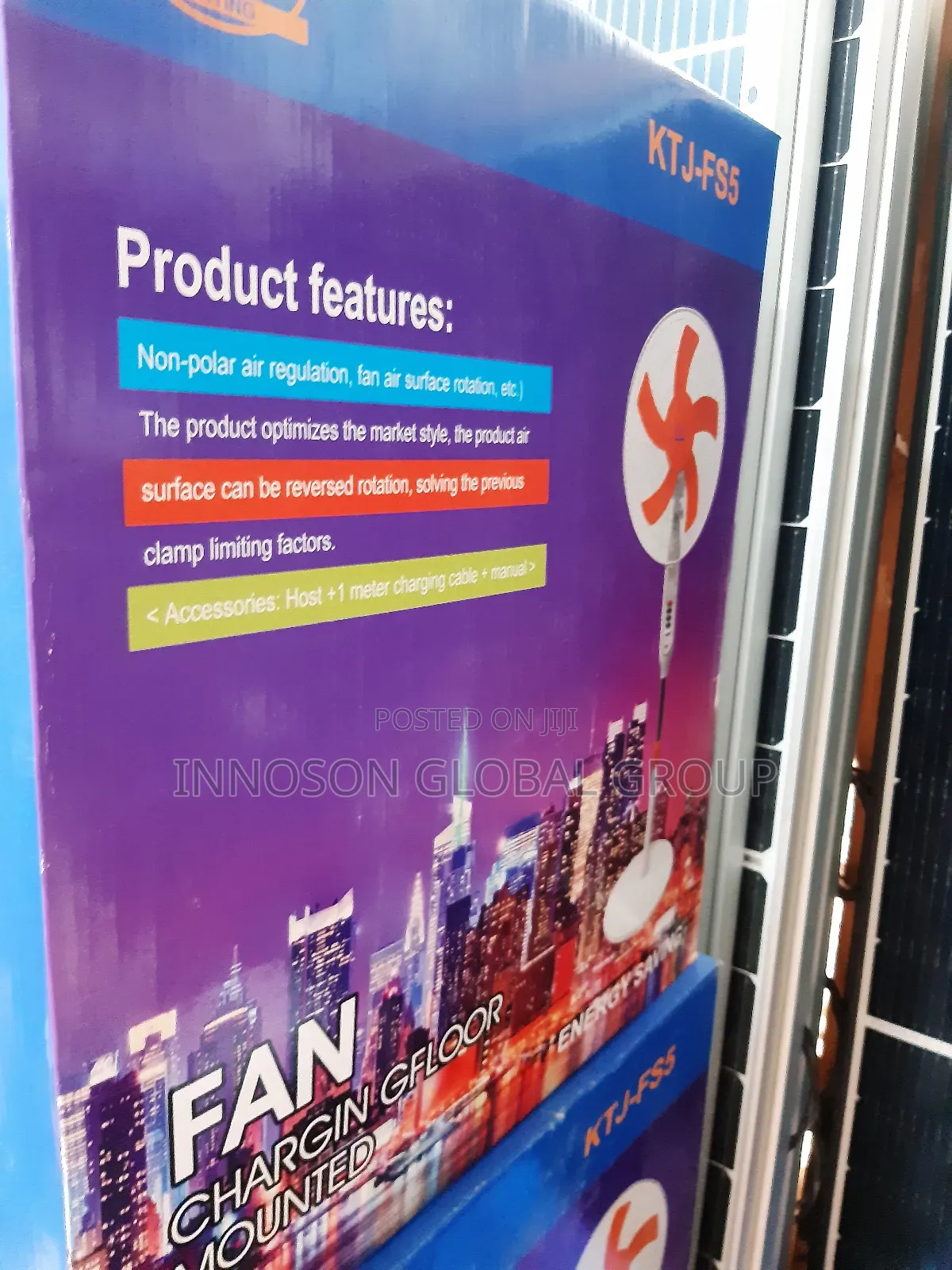 Rechargeable Solar Fan With 30w Panel