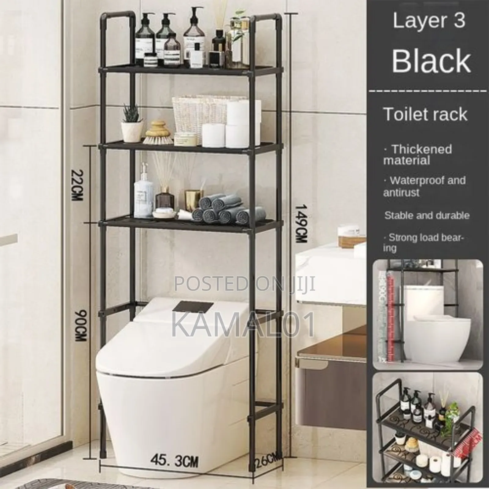 3-Tier H Shape Bathroom Storage Rack-Toilet Bathroom Shelves