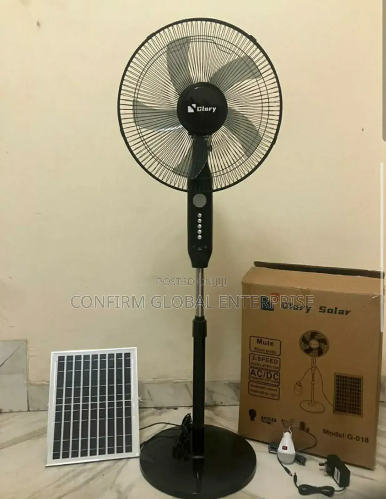 Solar 3-in-1 16" Rechargeable Fan + Solar Panel, Led Bolb