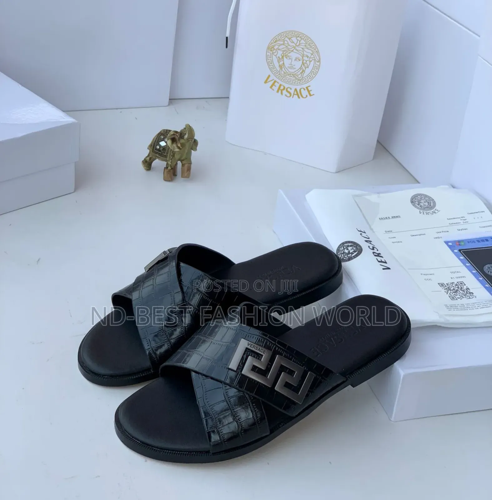 Quality Blue Leather Slippers