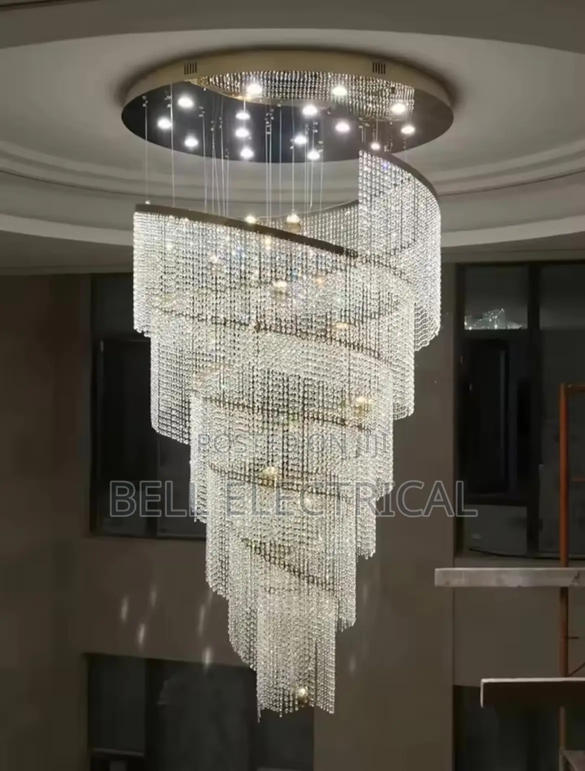 Large Spiral Design Crystal Chandelier