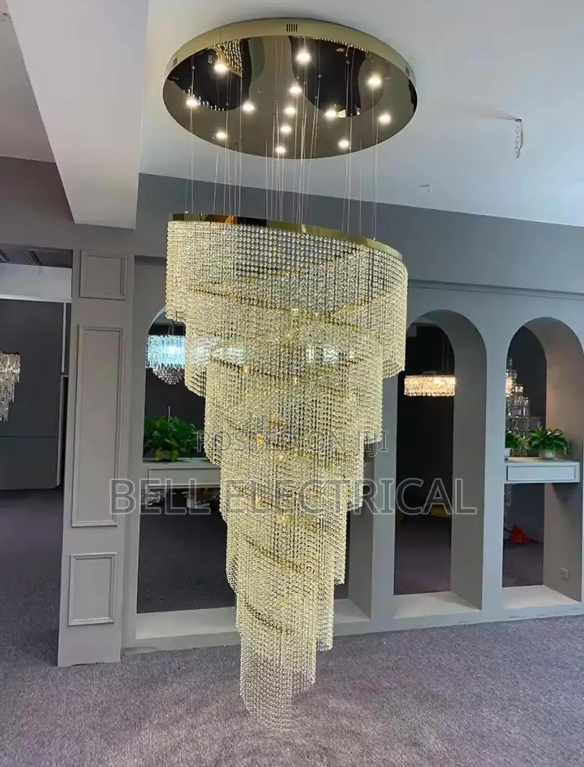 Large Spiral Design Crystal Chandelier