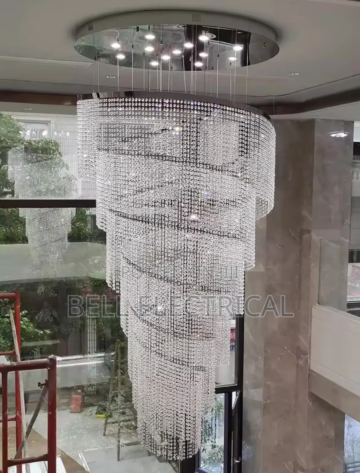 Large Spiral Design Crystal Chandelier