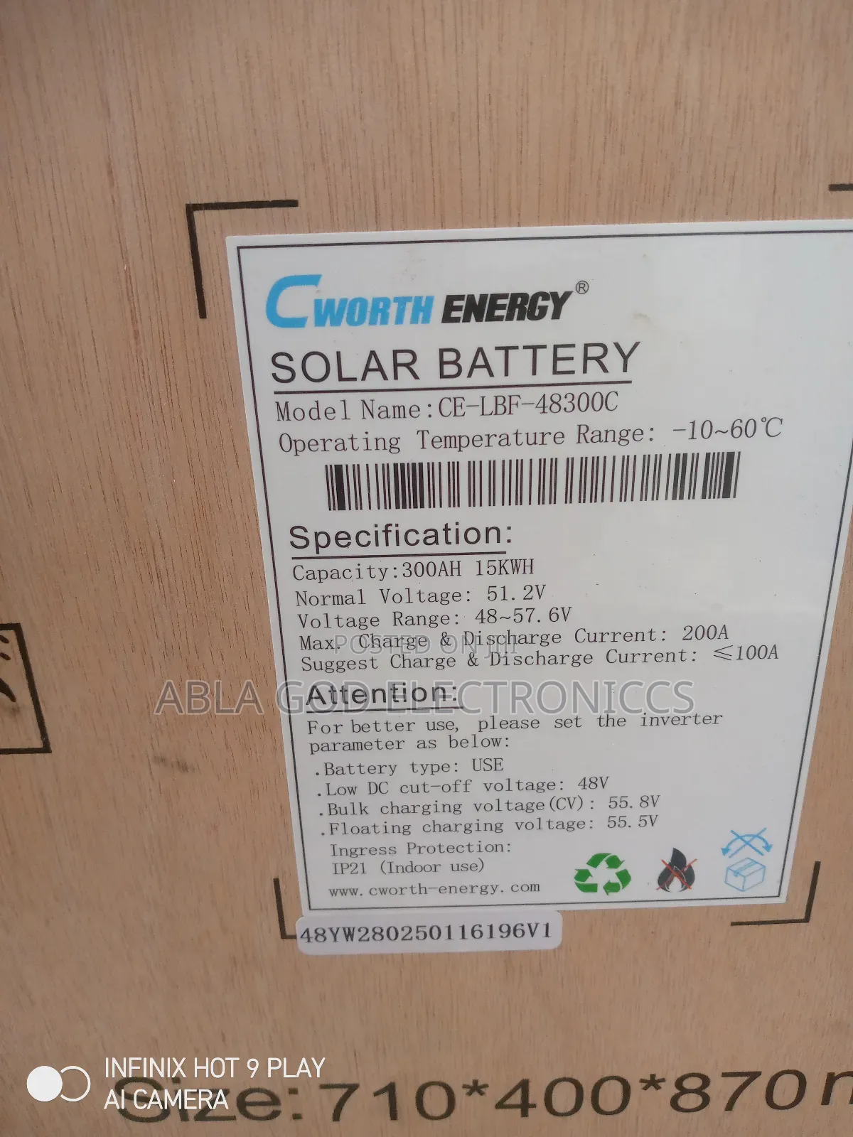 15kwh/ 51.2v Cworth Lithium Ion Battery.