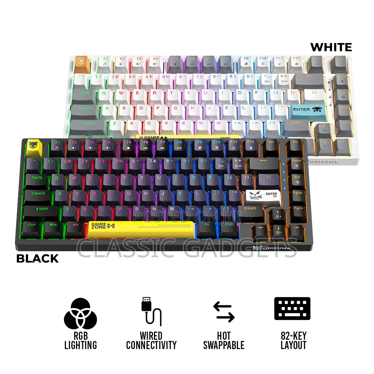 Onikuma G58 82-Key RGB Hot-Swappable Mechanical Keyboard