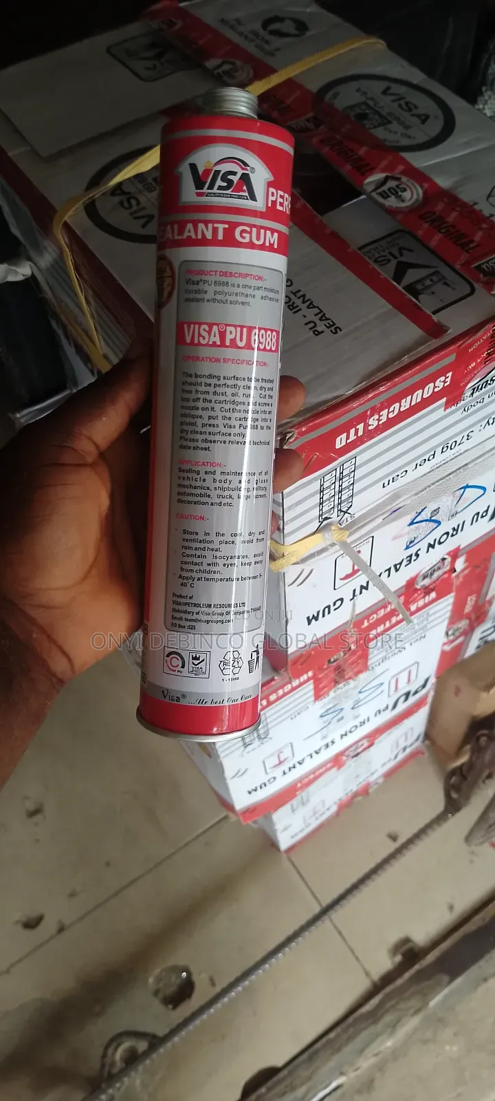 Visa Pu Iron Glazing Adhesive Sealant Gum Black 6988