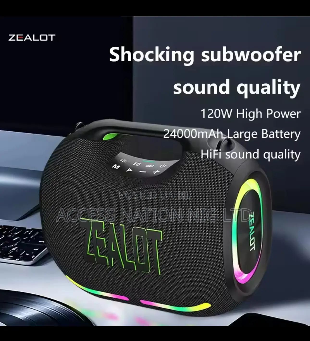 Zealot-ze01 120w Portable Speaker Subwoofer Waterproof