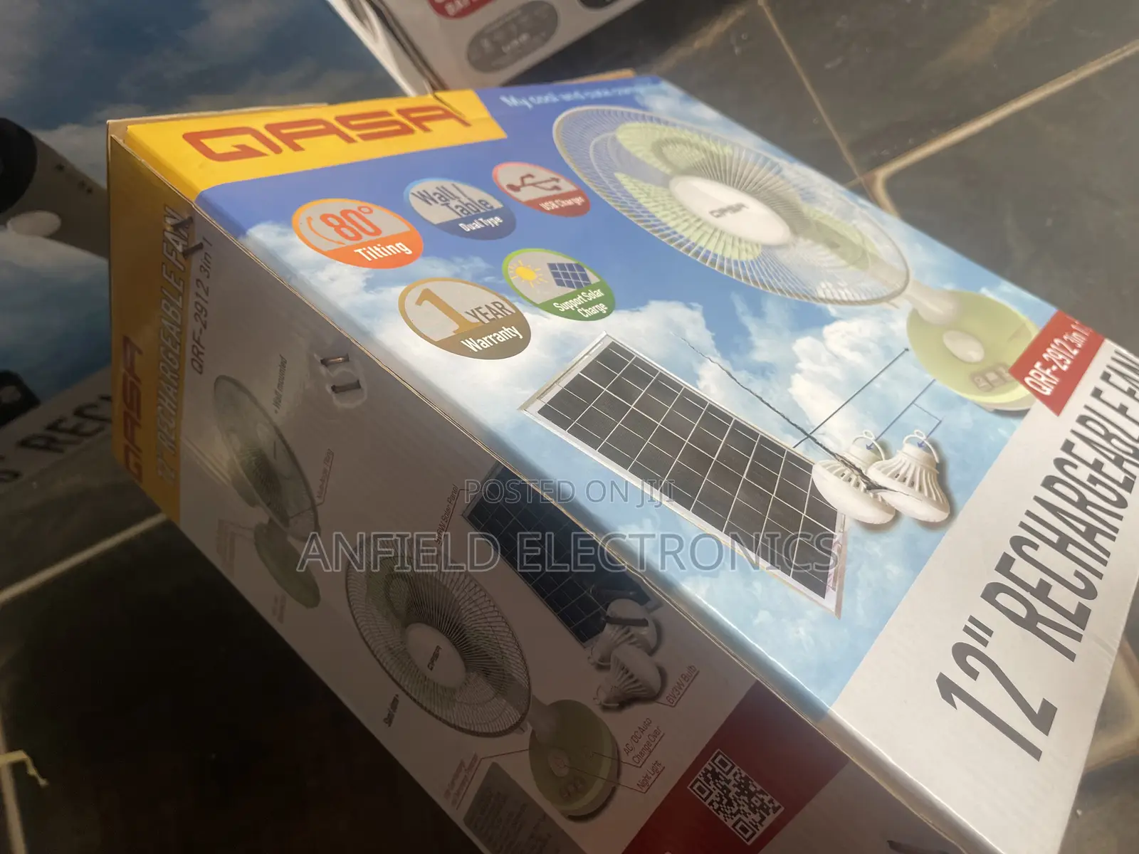 Qasa 12 Inches Solar Rechargeable Fan