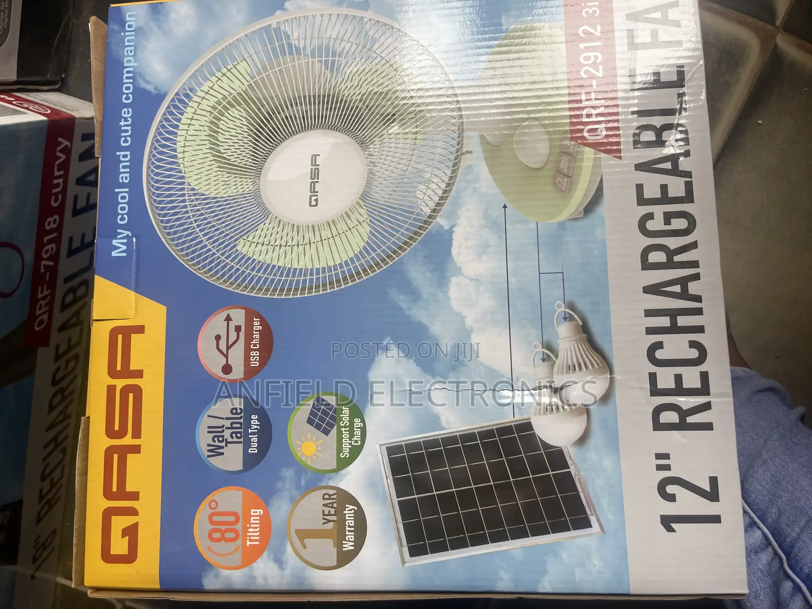 Qasa 12 Inches Solar Rechargeable Fan