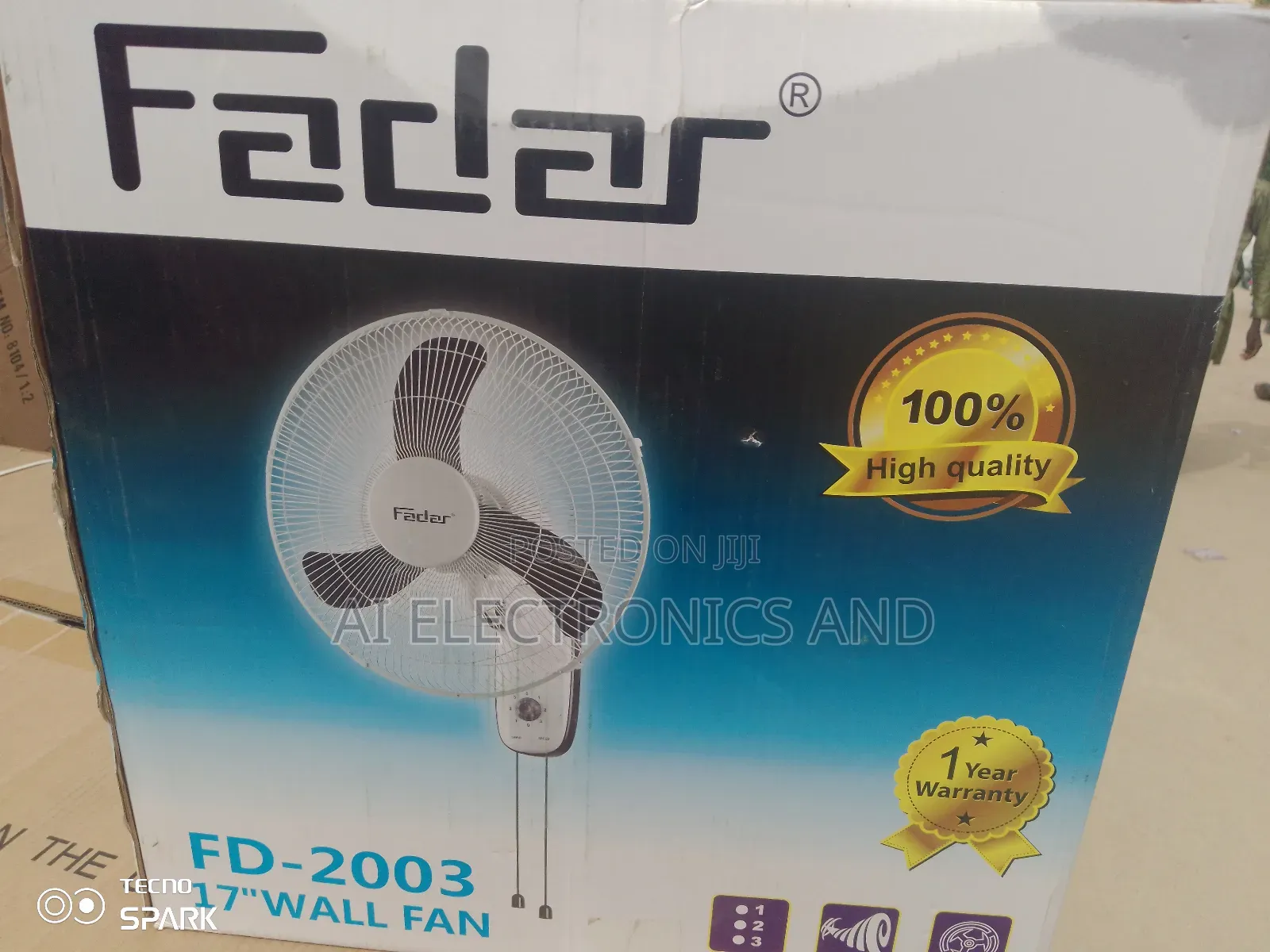 Fadar Wall Mounted Fan 17inches White Color