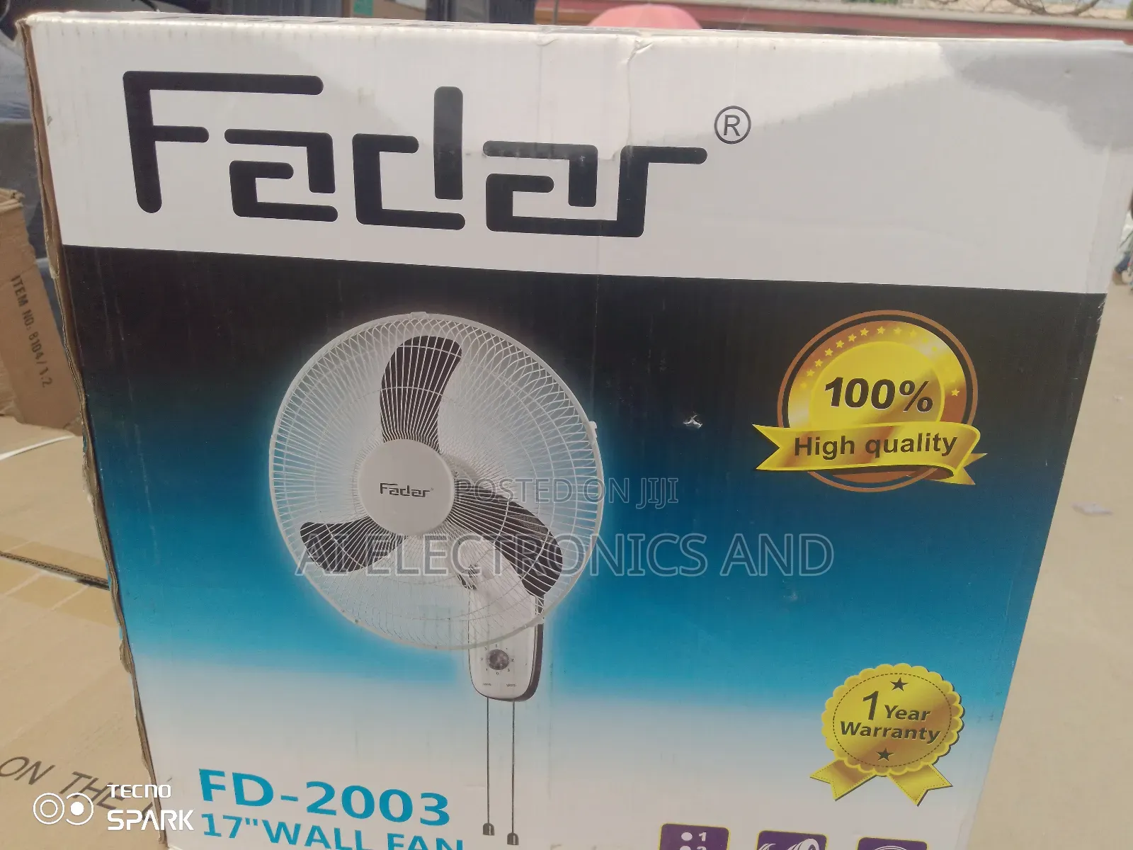 Fadar Wall Mounted Fan 17inches White Color