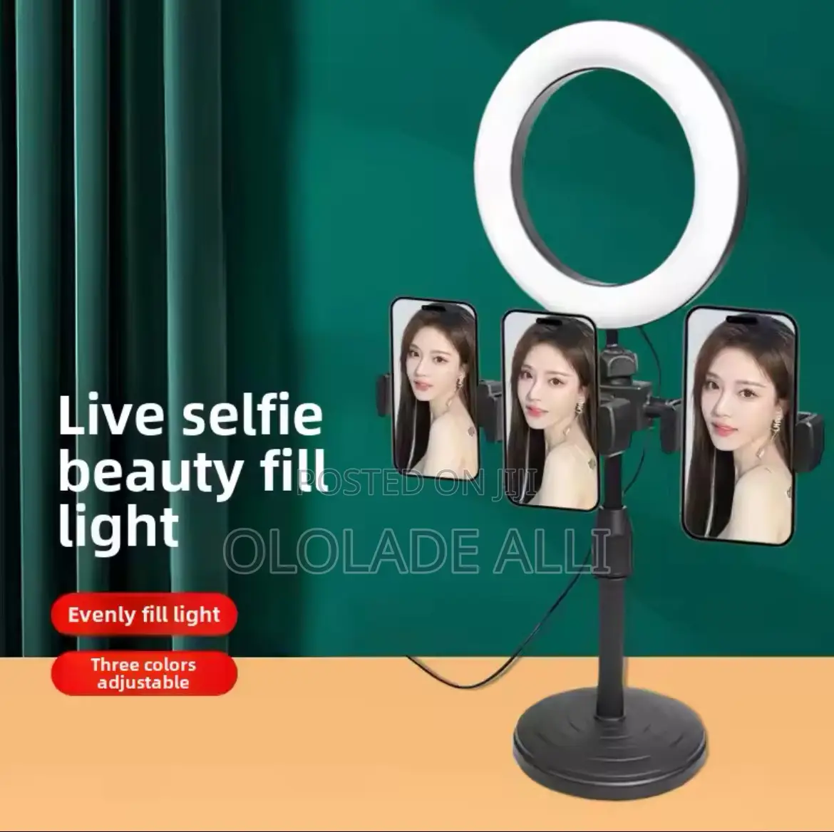 Live Broadcast Desk Stand With 3 Mobile