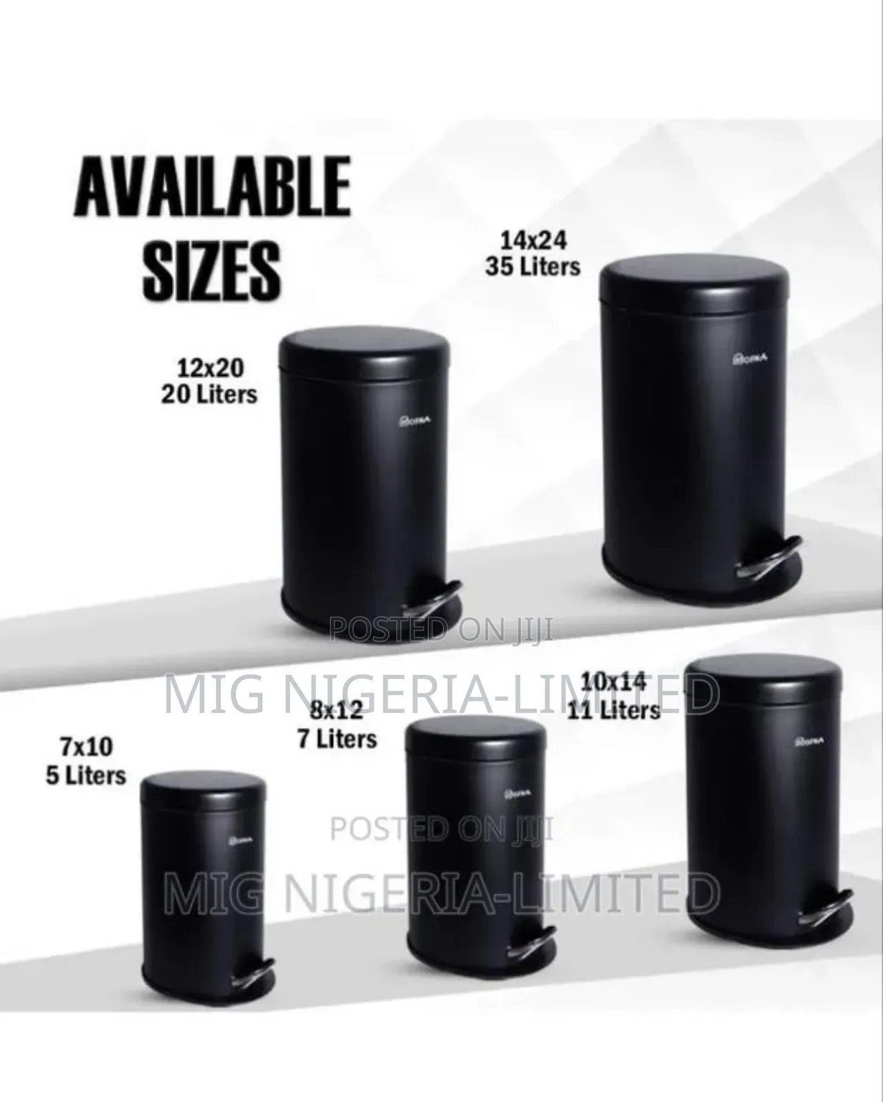 12l Black Stainless Steel Pedal Dustbin for Home Office