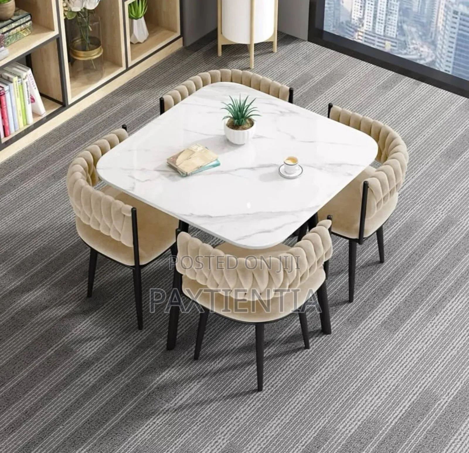 Four Seater Padded Marble Dining Set