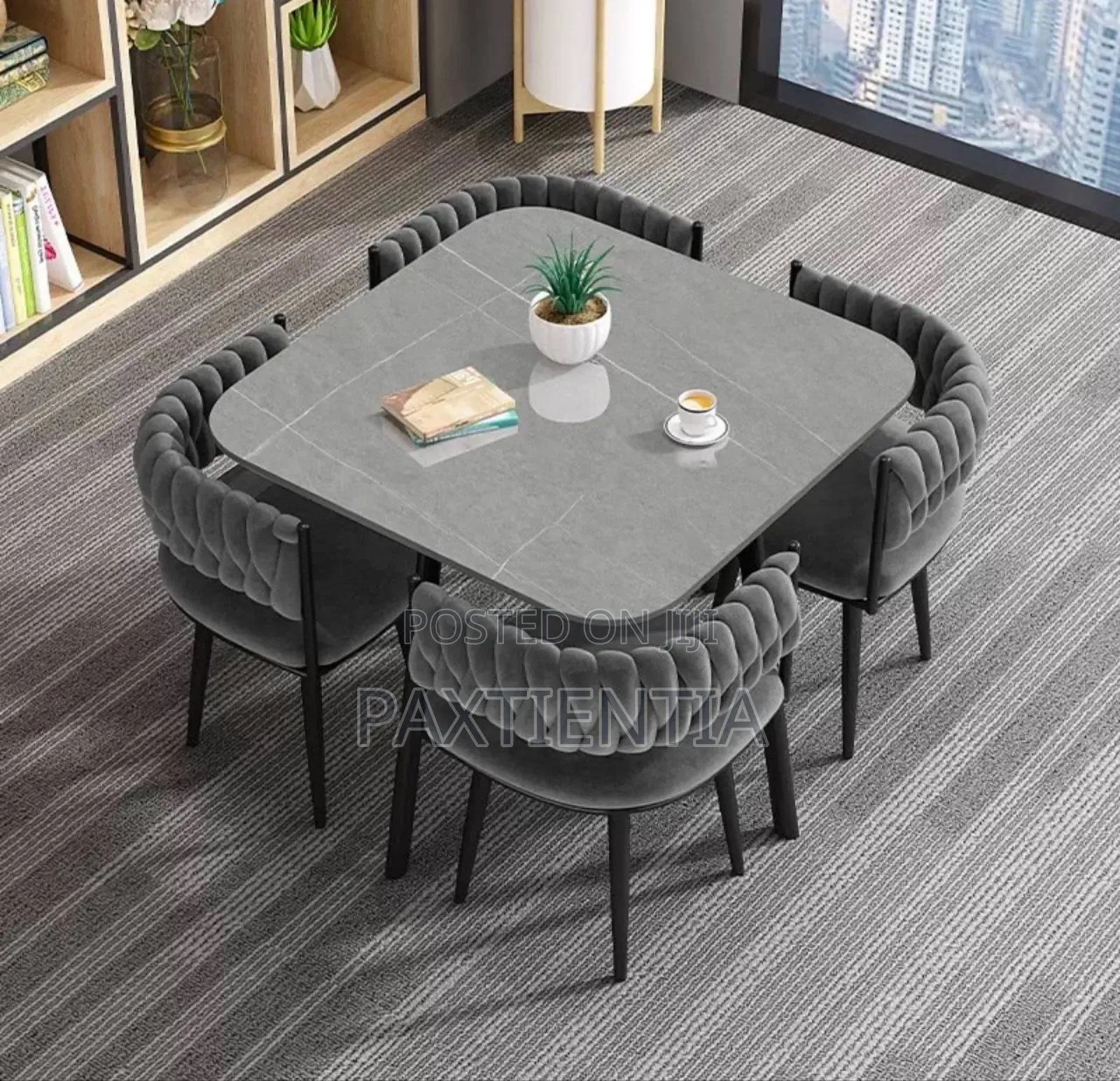 Four Seater Padded Marble Dining Set