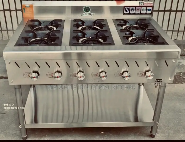 Industrial 6-Burner Gas Cooker With a Stand