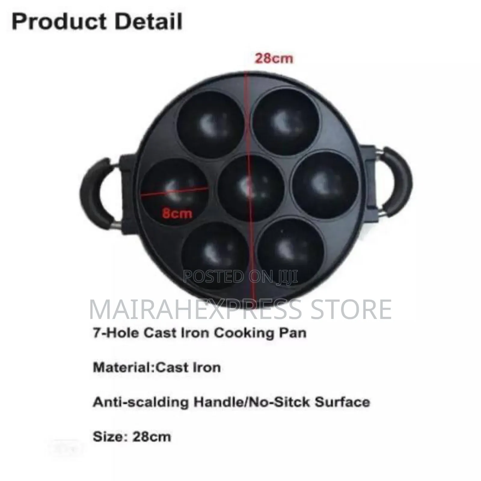 7 Holes Non Stick Masa Pan With Cover Brush/Spatula
