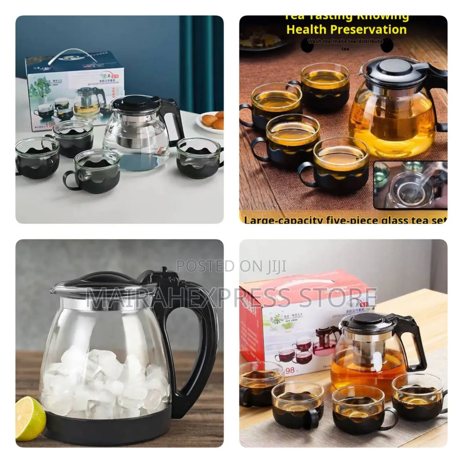 5pcs Large Capacity Glass Water Jug/Teapot Drinking Cups