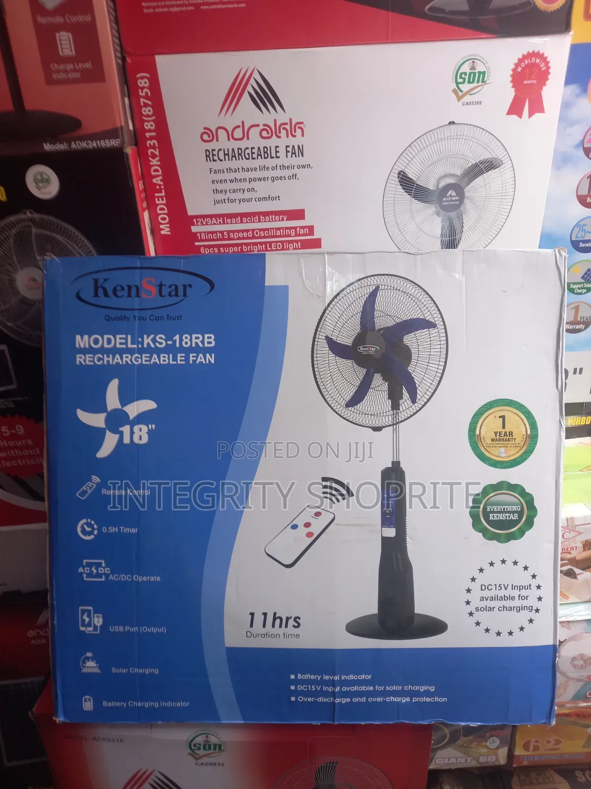 Kenstar Rechargeable Standing Fan - 18" - Ks-18rb