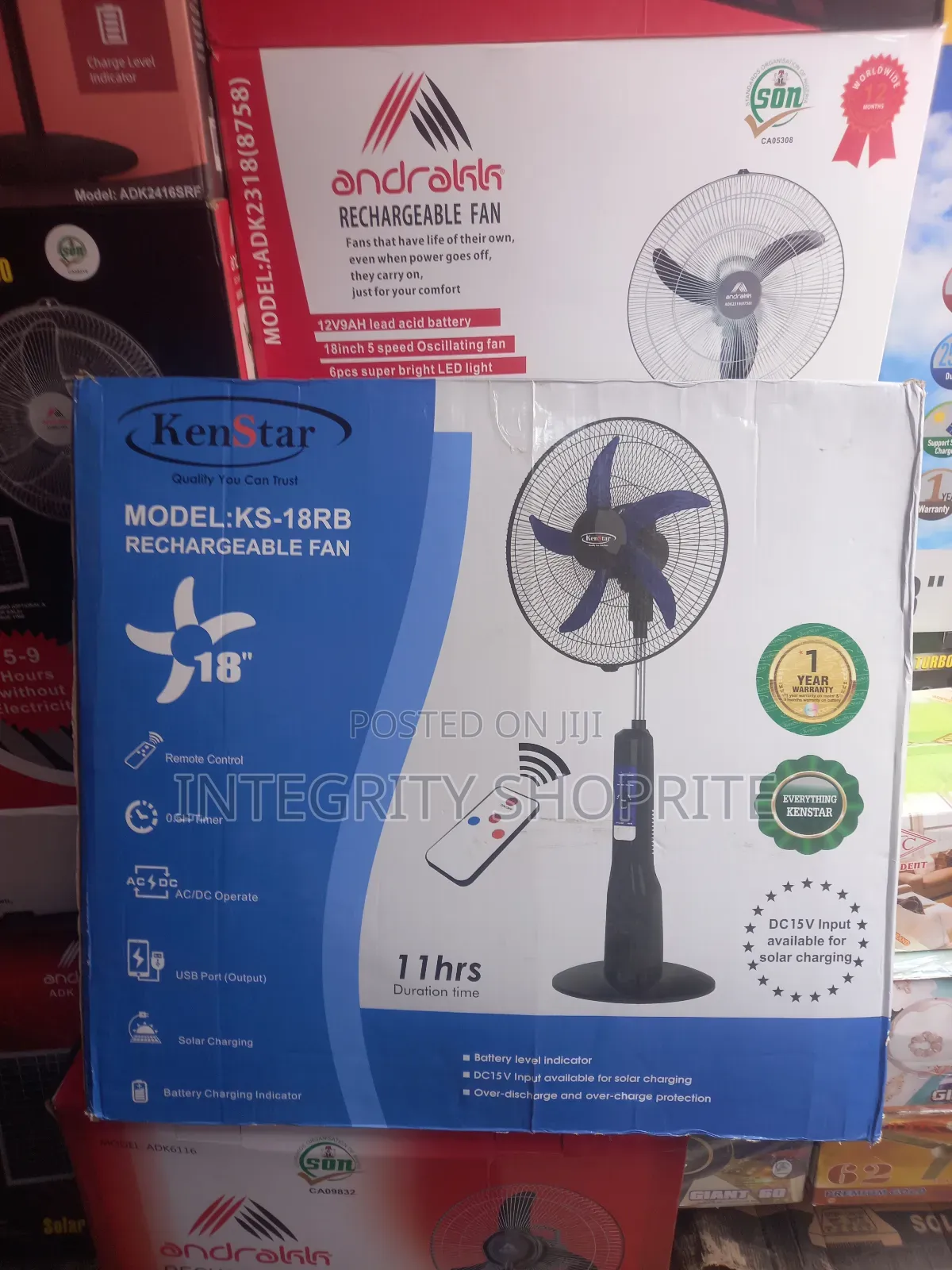 Kenstar Rechargeable Standing Fan - 18" - Ks-18rb