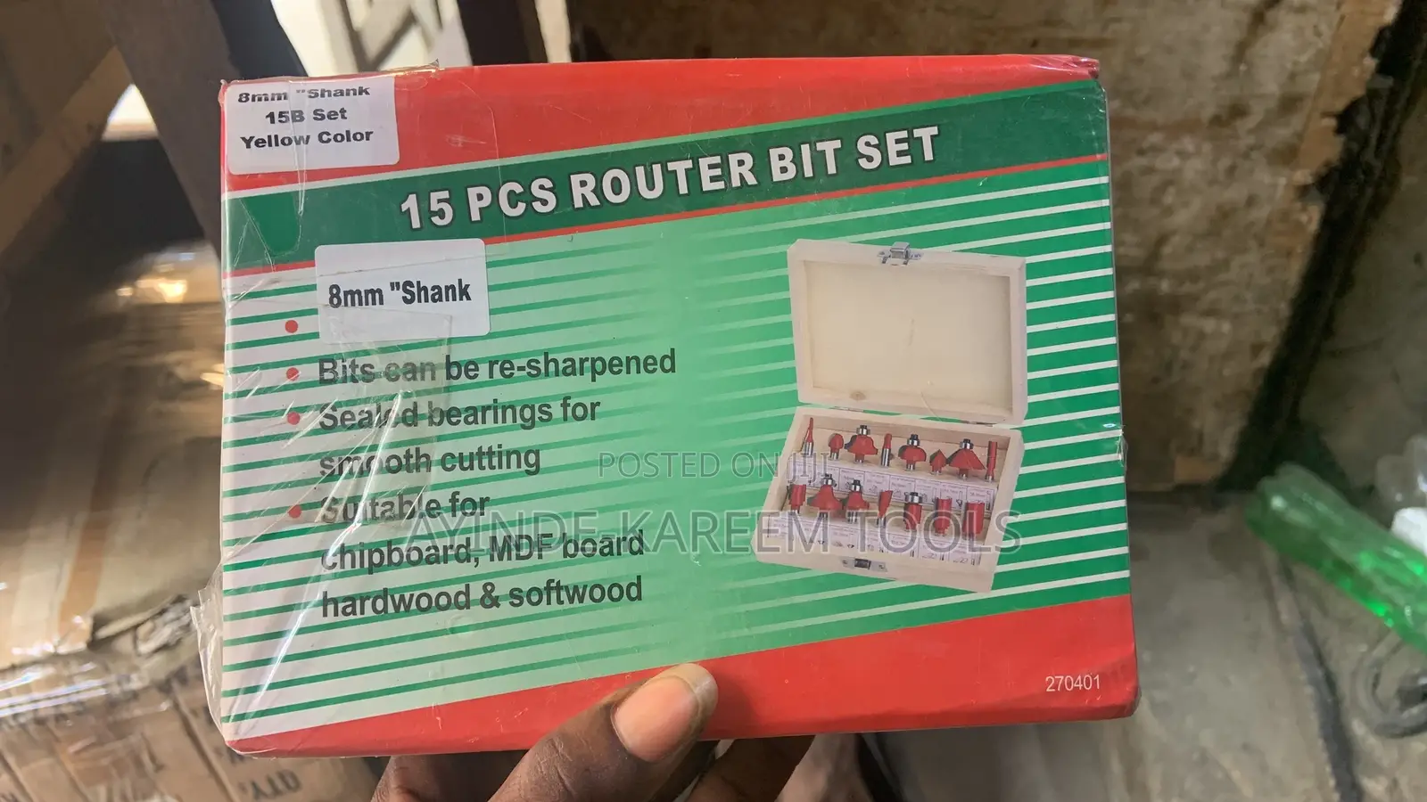 15pcs 8mm Shank Router Bit Set (8mm Shank)