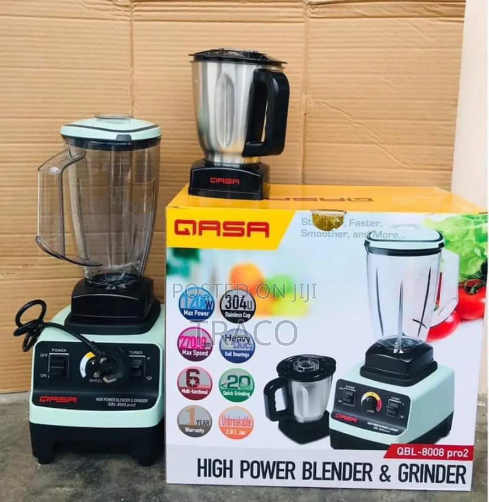 Qasa Power Blender QBL-8008 Pro2 1200w (2 Jars)