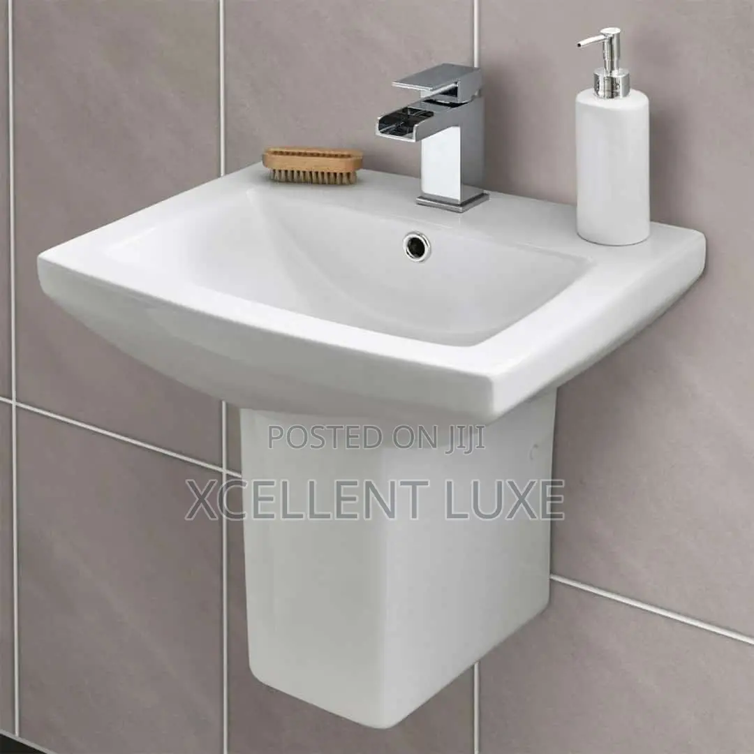 Square Wall Hung Basin and Pedestal