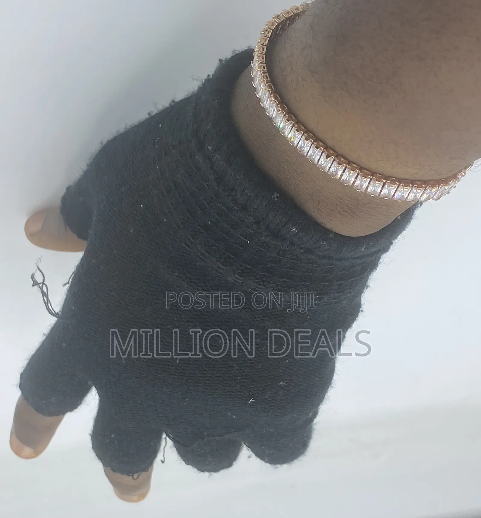 Men's Rose Gold Tennis Iced Link Bracelet