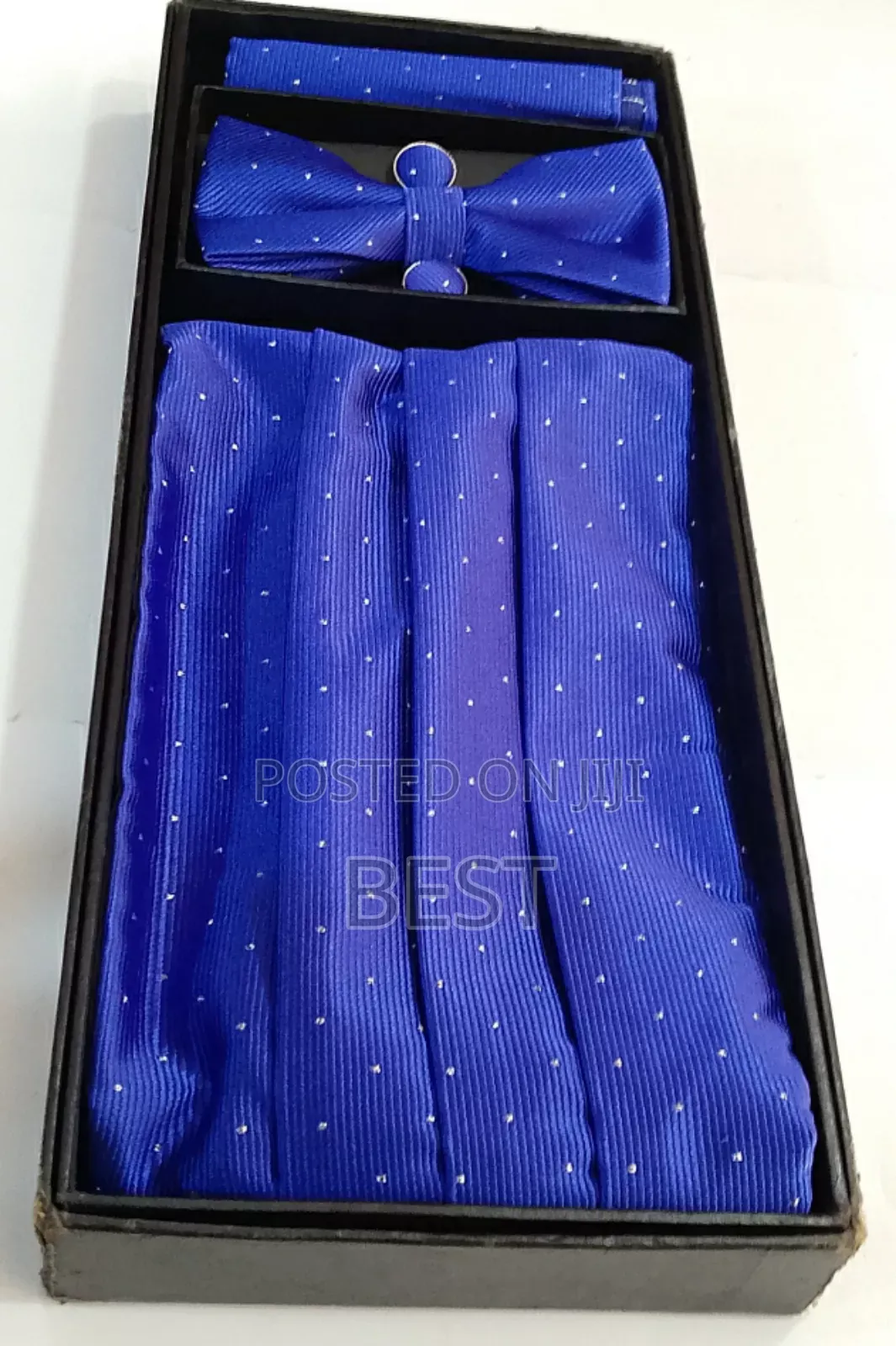 Waist Band Complete Set With Bow Tie Pocket Squar Cufflinks