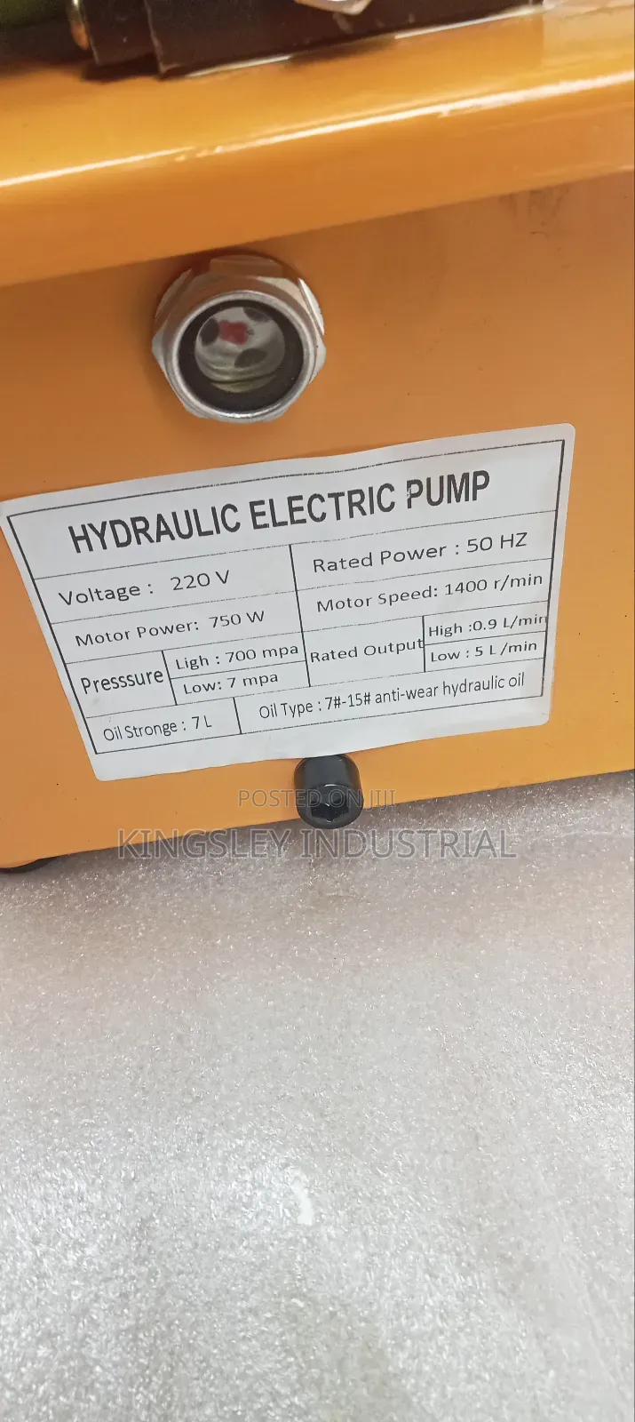 Hydraulic Electric Pump 750w 1400rpm