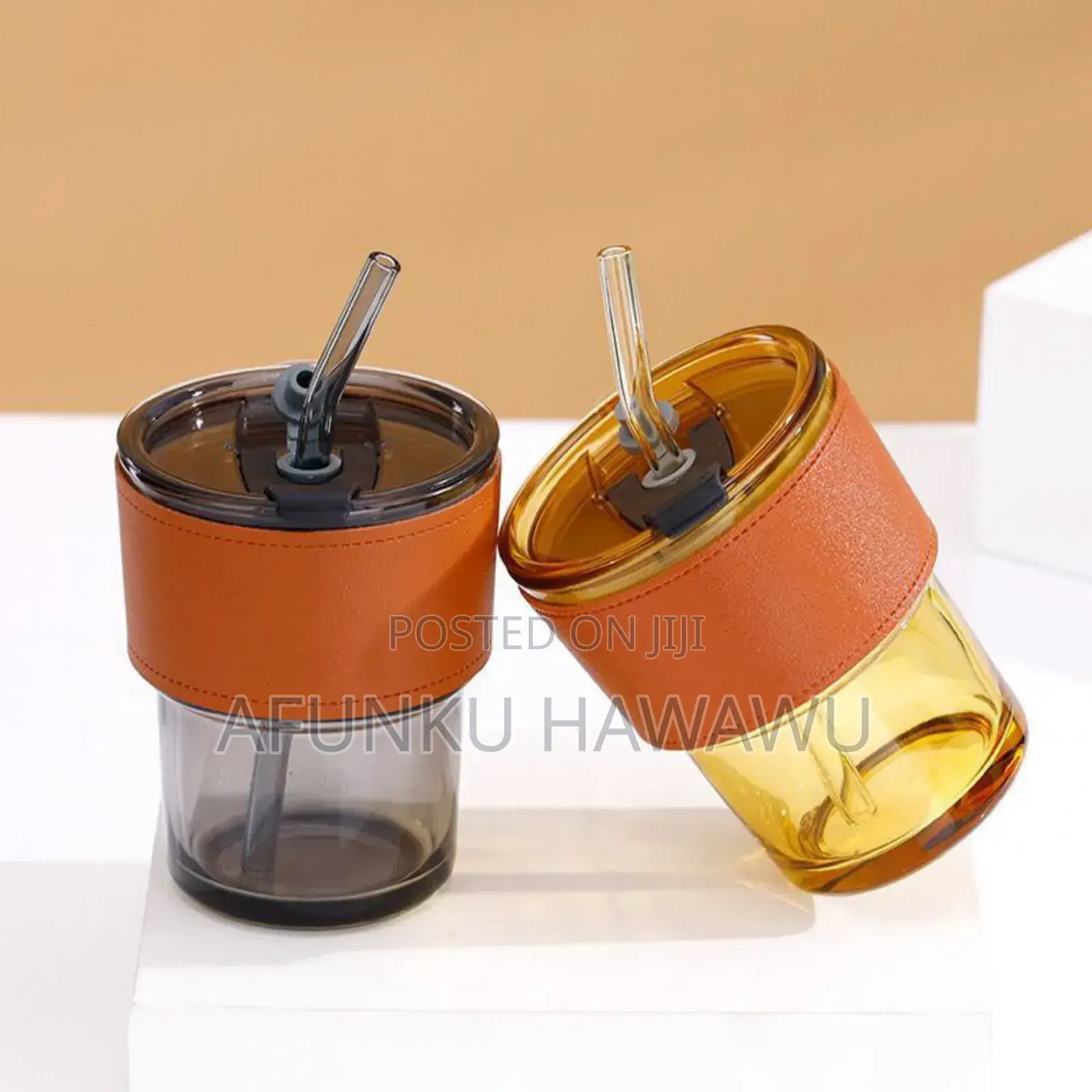Leather Cup With Straw