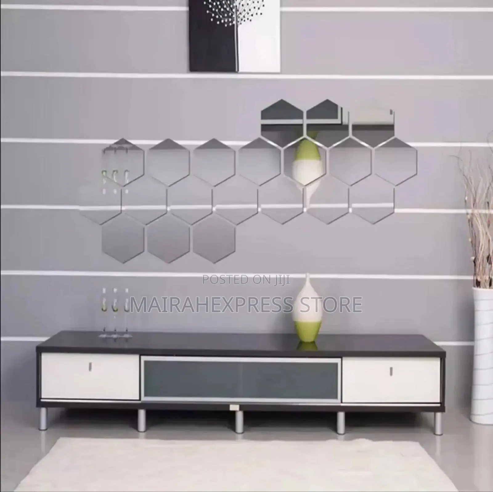 12pcs 3d Regular Hexagon Decorative Acrylic Mirror Stickers