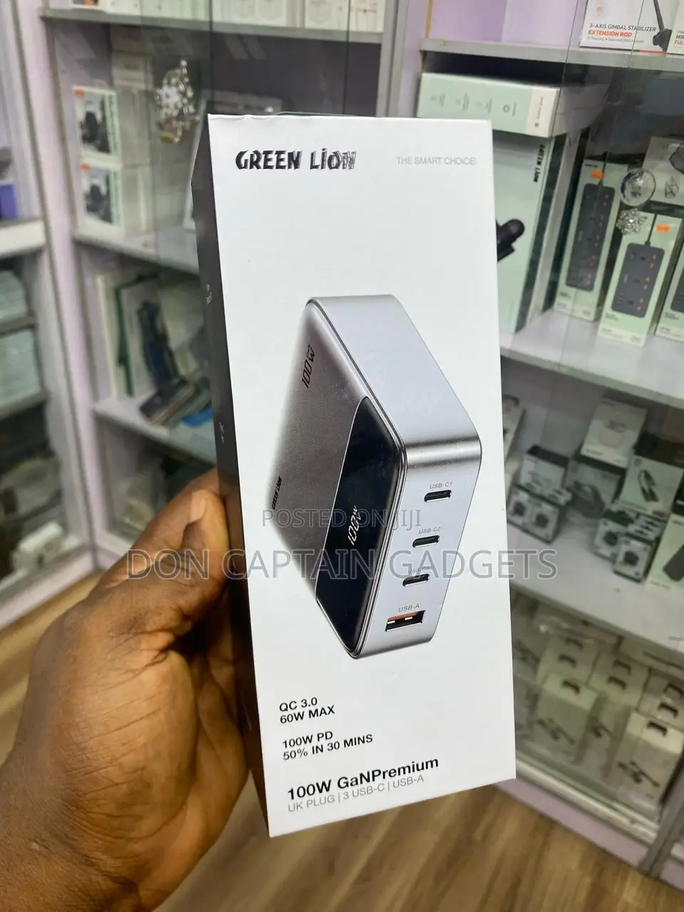 Green Lion 100w Gan Premium Uk Plug Adapter