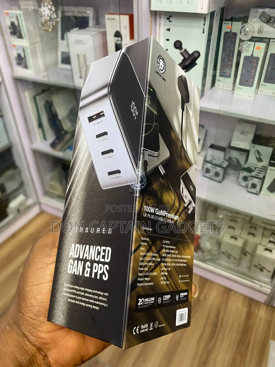 Green Lion 100w Gan Premium Uk Plug Adapter