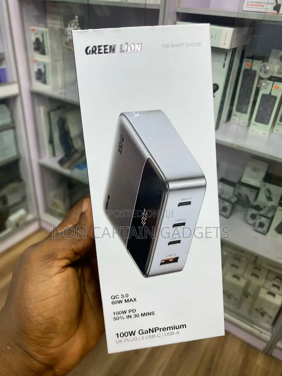 Green Lion 100w Gan Premium Uk Plug Adapter