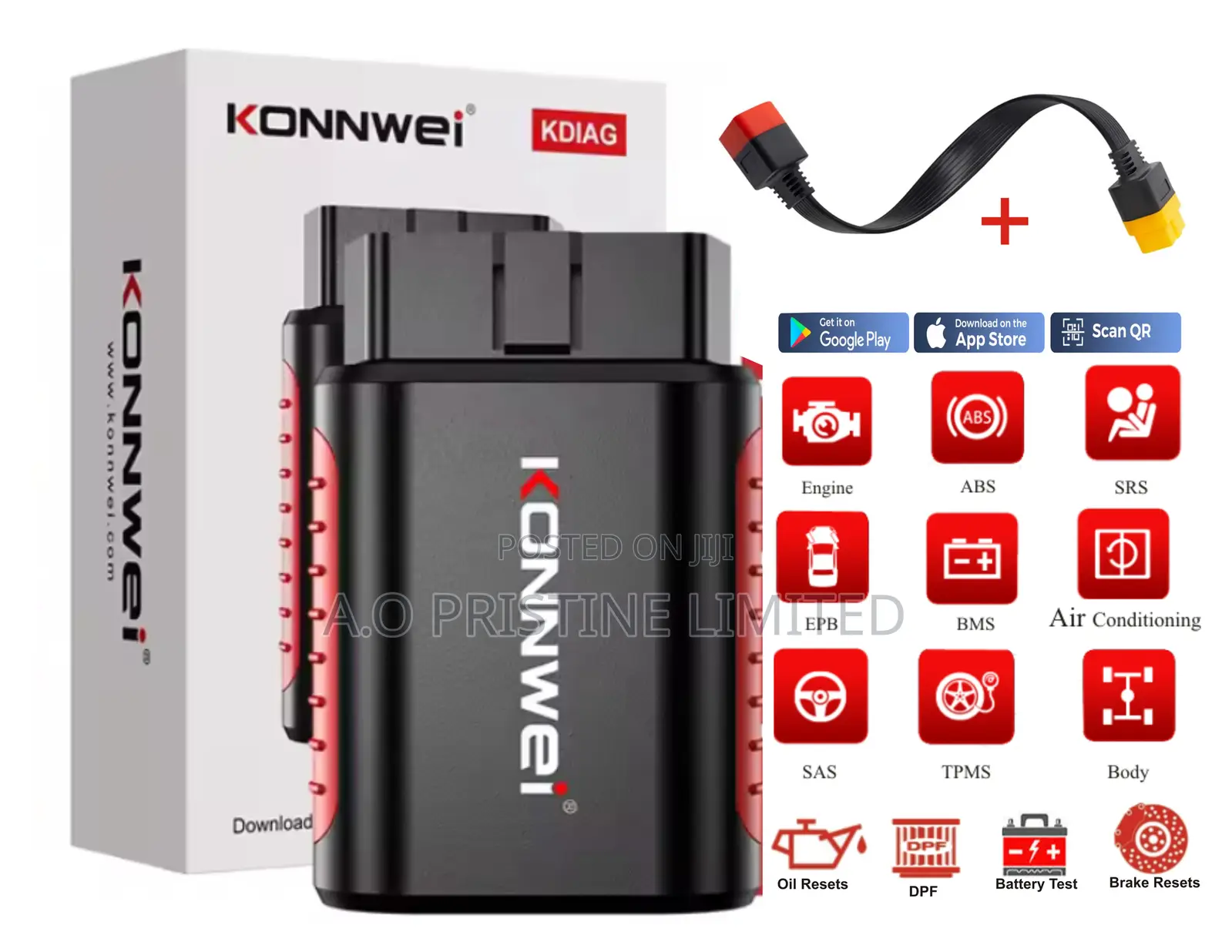 Konnwei Kdiag Car Scanner With Obd Cable Lifetime Free Use