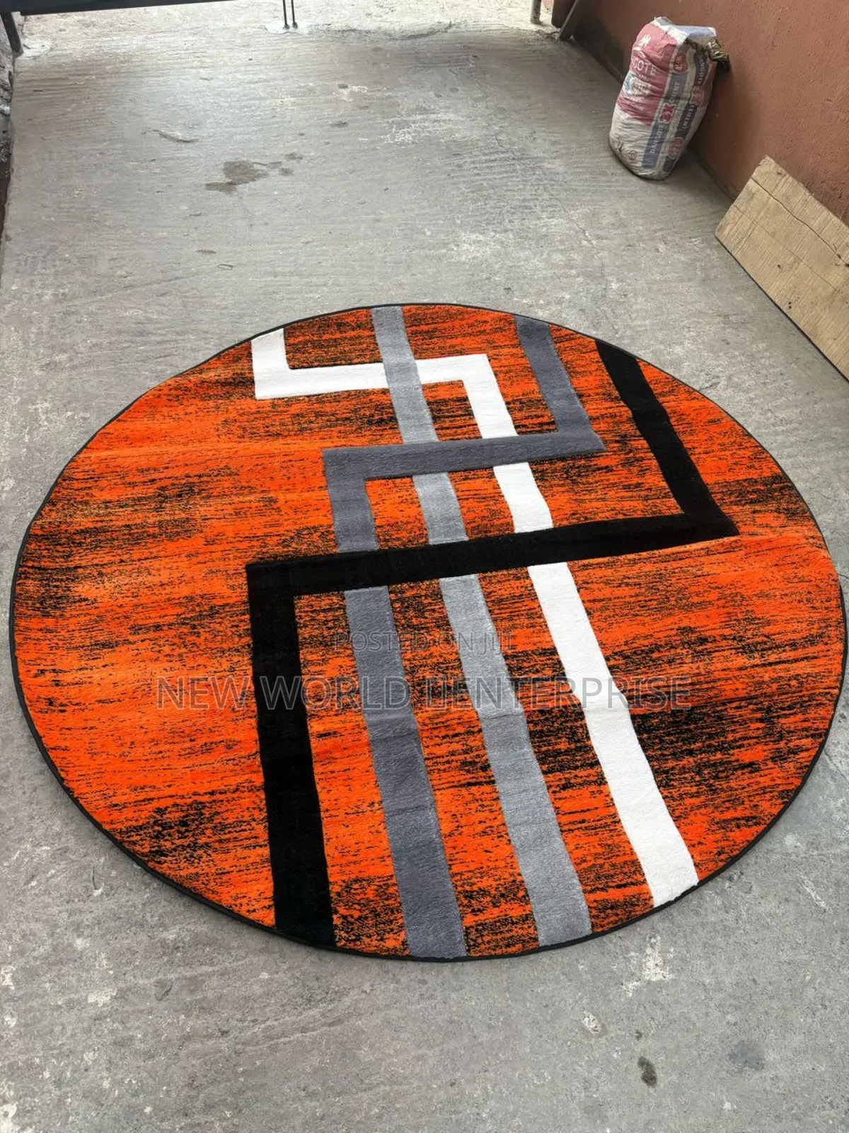 7by7 Feets Morden Turkish Round Centre Rug Orange Colour