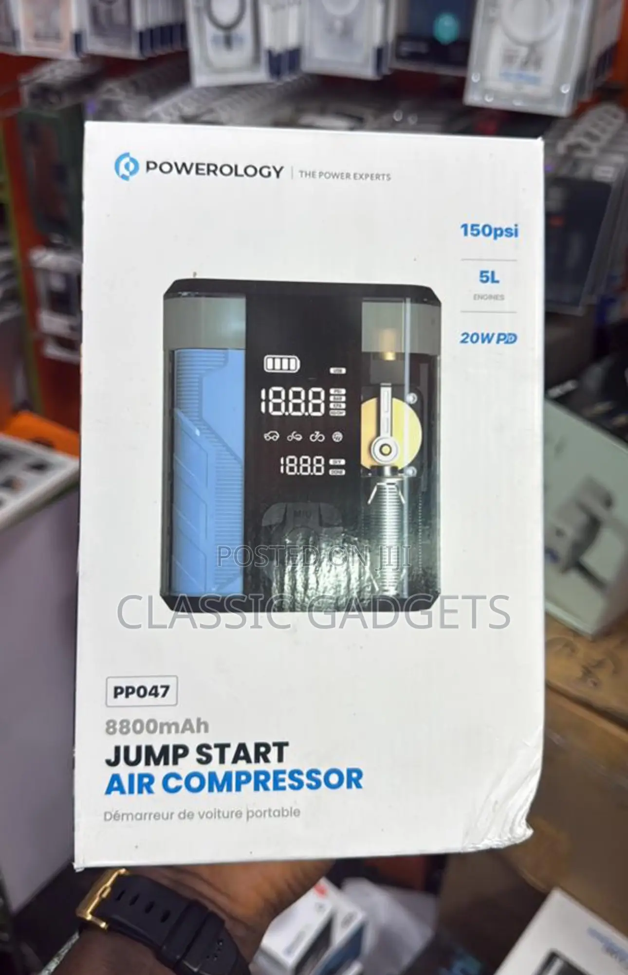 Powerology Pp047 8800mah Jump Start Air Compressor