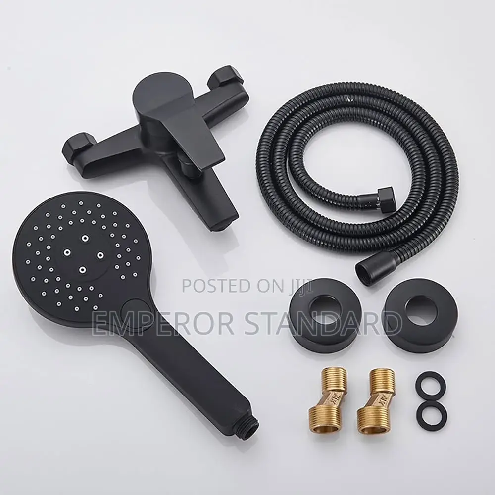 Black Bath Mixer Tap With Hand Shower, Wall Bathroom