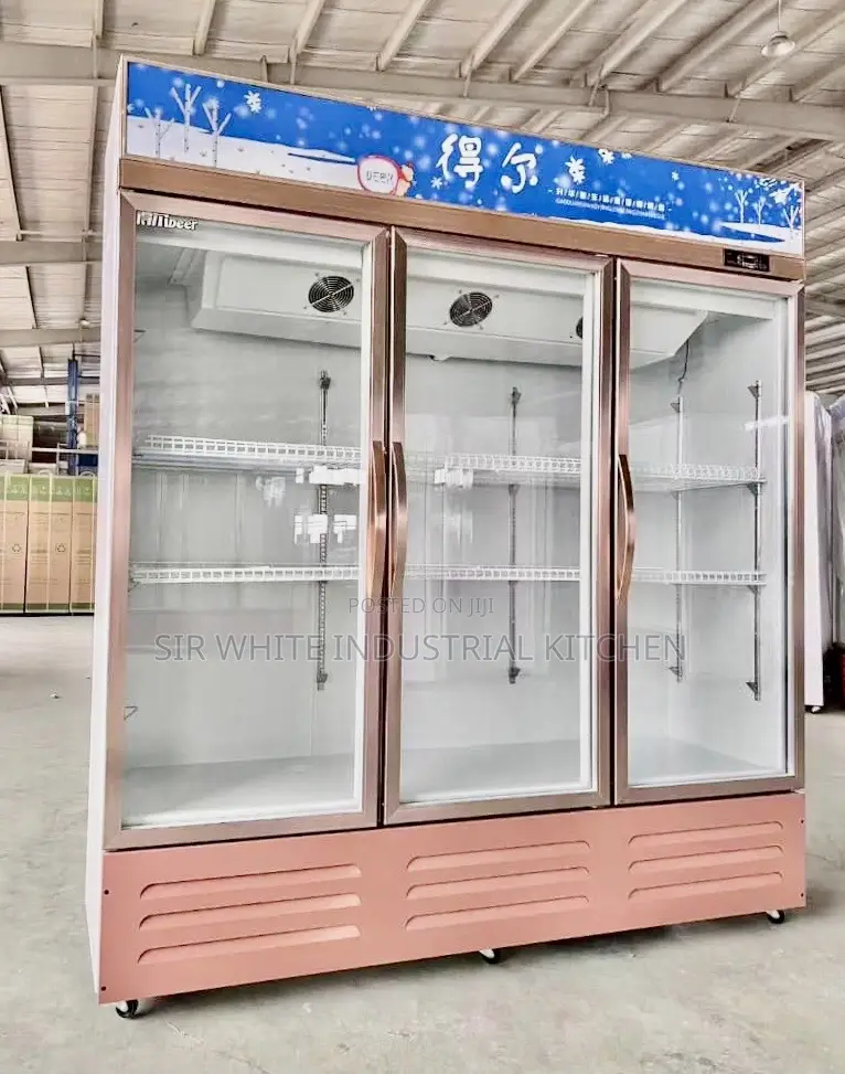 Industrial 3 Doors Vertical Showcase Chiller With Cooling Fan