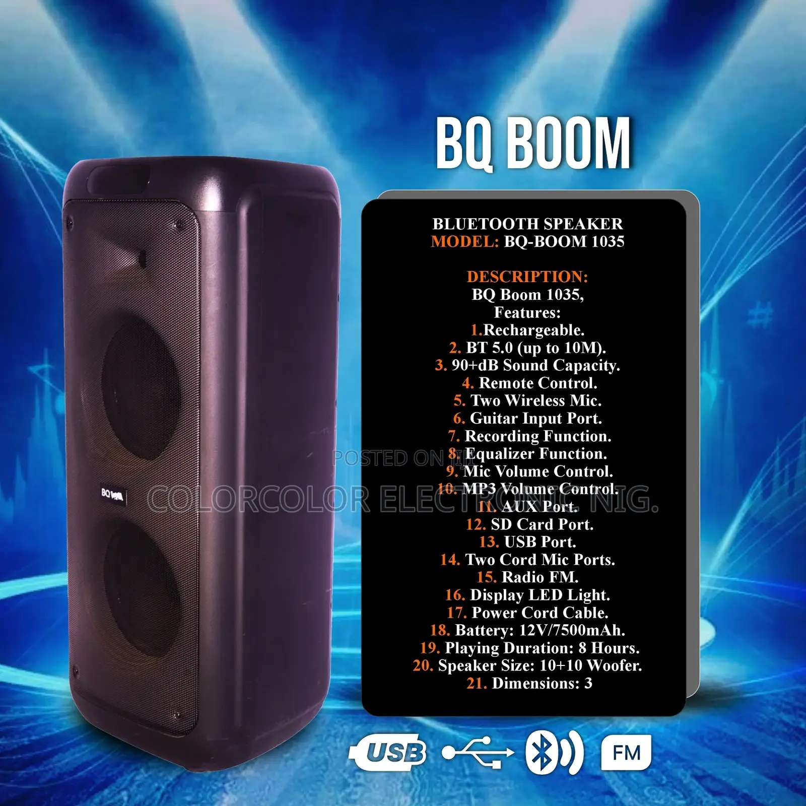 Bluetooth Speaker Bq Boom-1035