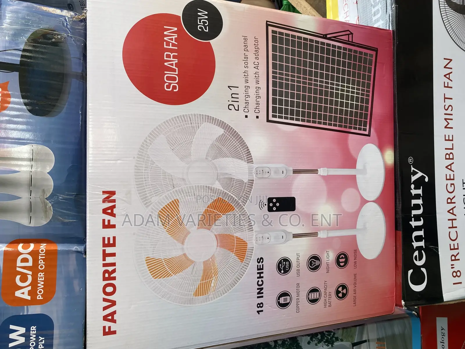18” Rechargeable Standing Fan With Solar Panel