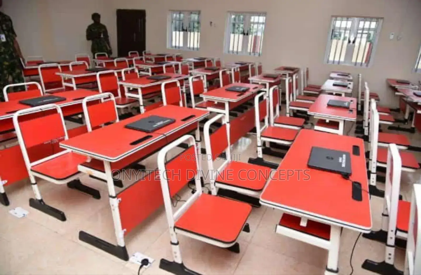 Double Seaters School Desk With Adjustable Chair