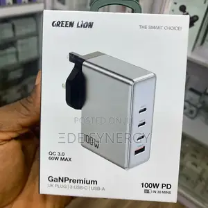 100w Pd Gan Premium 3 Usb-C Uk Plug Adapter.
