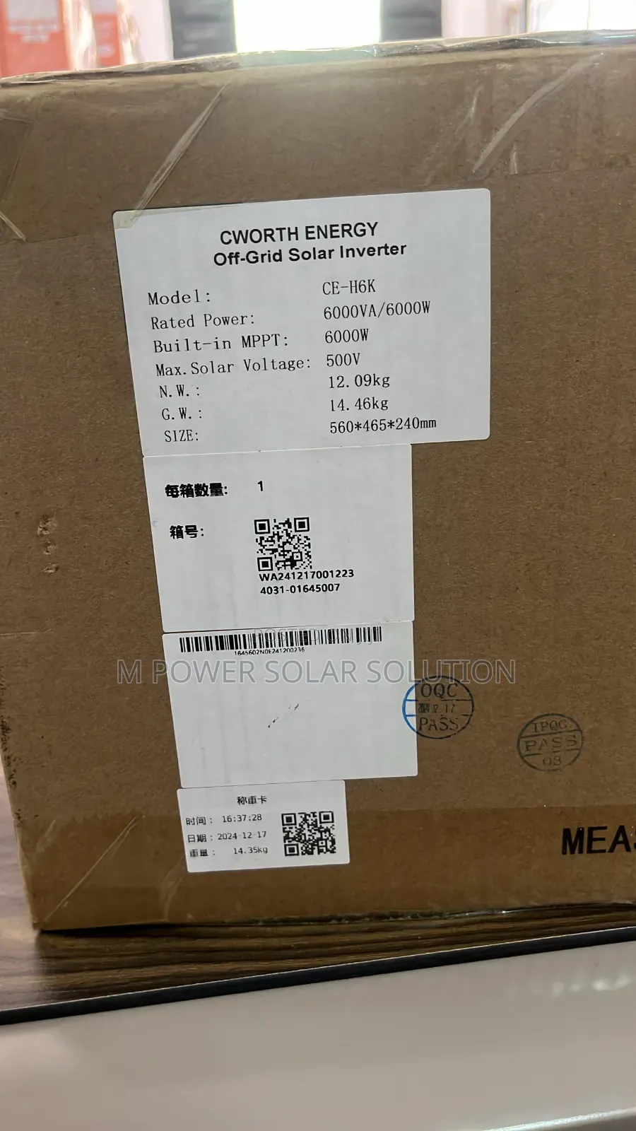6kva 48v Cworth Energy Hybrid Solar Inverter