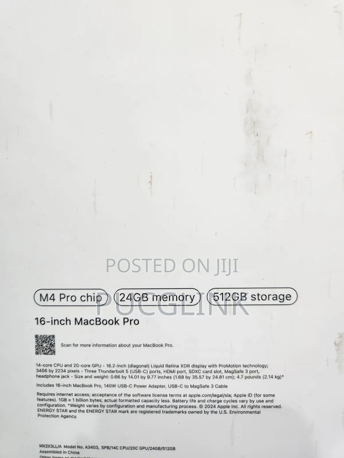 New Apple MacBook Pro 2024 M4 Pro 16-Inch 24GB Apple M4 Pro SSD 512GB