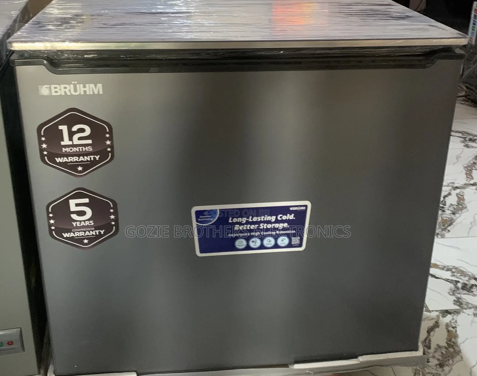 Bruhm Inverter Chest Freezer 250 Liters Silver Color