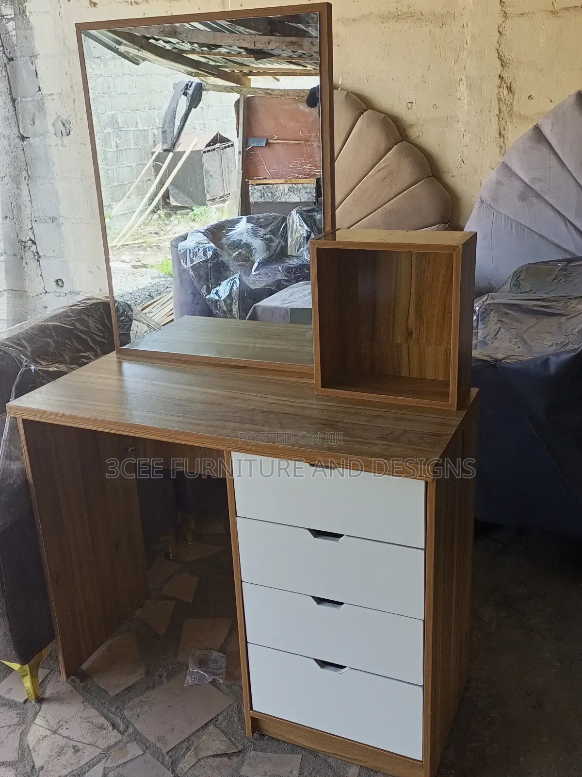 Brown Cida- White Combo Dresser Mirror Cabinet